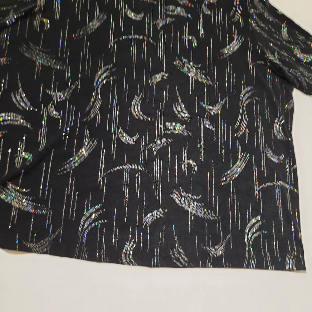 Vintage 90s Rainbow Glitter Top Womens 1X Black Whimsigoth Boho Fairy Grunge - Picture 3 of 9